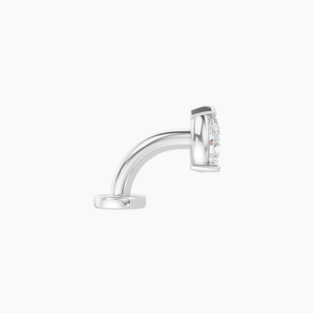 Nut | 18k White Gold 5.5 mm 6 mm Pear Diamond Floating Navel Piercing