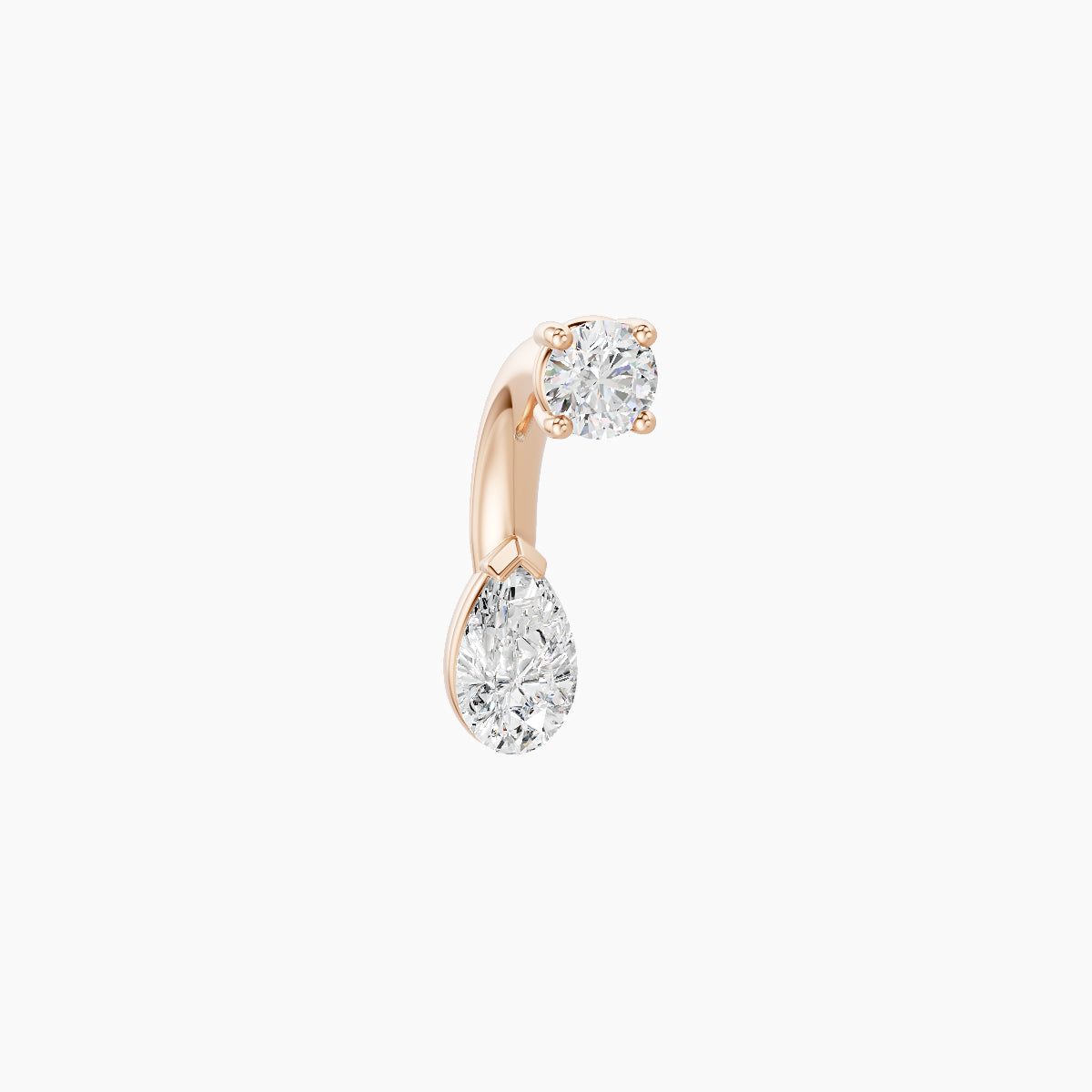 Nut | 18k Rose Gold 5.5 mm 6 mm Pear Diamond Navel Piercing