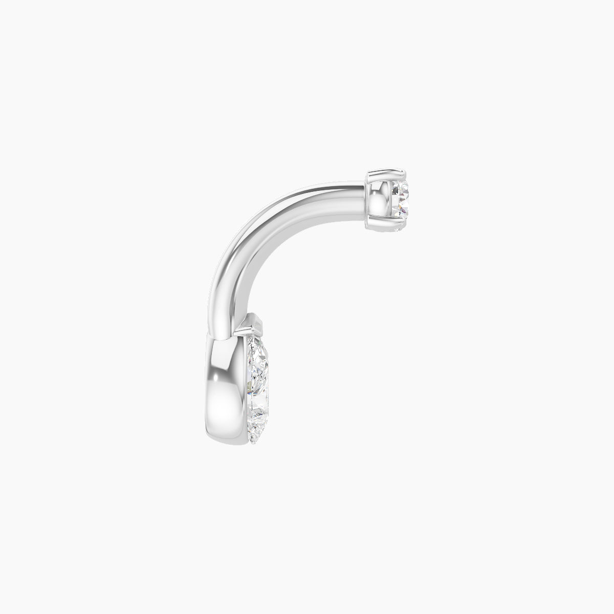 Nut | 18k White Gold 5.5 mm 6 mm Pear Diamond Navel Piercing