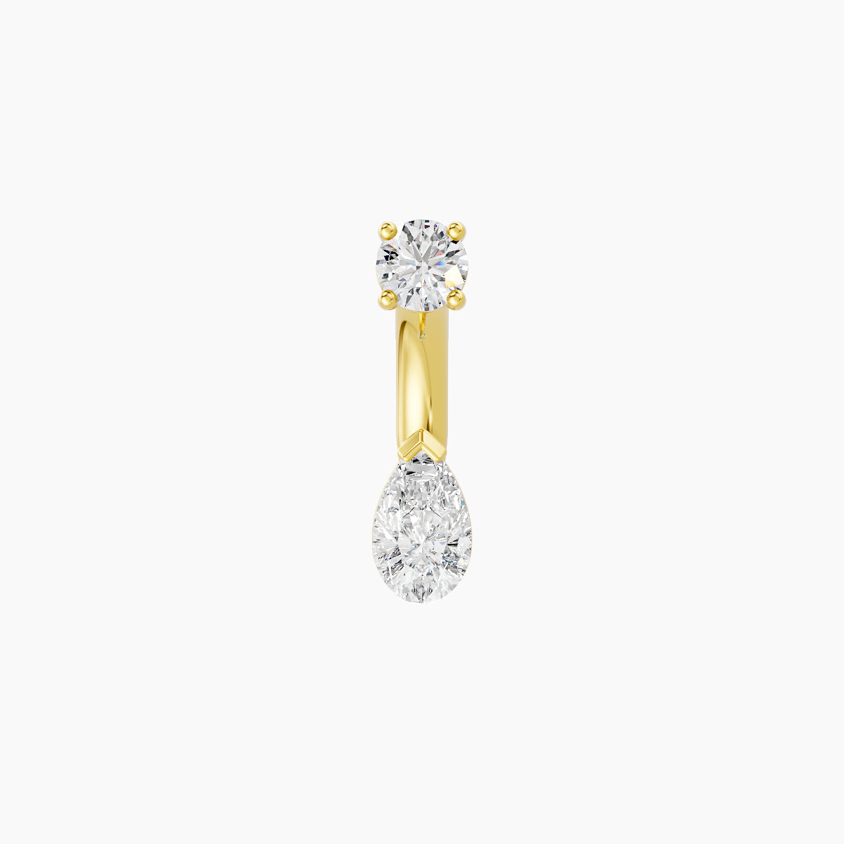 Nut | 18k Yellow Gold 5.5 mm 6 mm Pear Diamond Navel Piercing