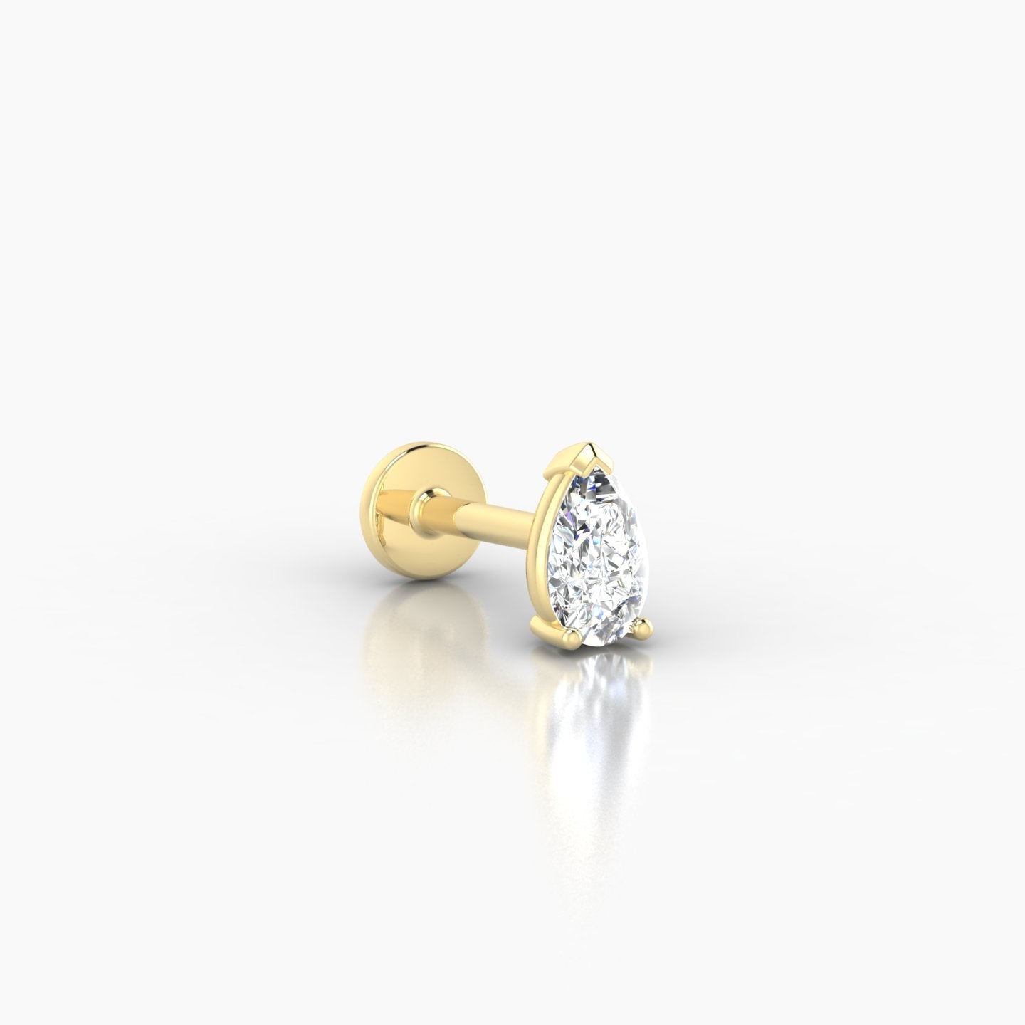 Nut | 18k Yellow Gold 5.5 mm 6.5 mm Pear Diamond Nose Piercing