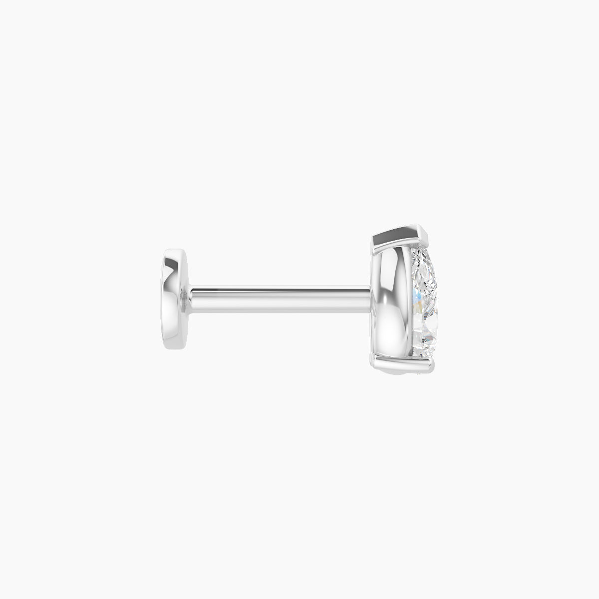 Nut | 18k White Gold 5.5 mm 6.5 mm Pear Diamond Piercing