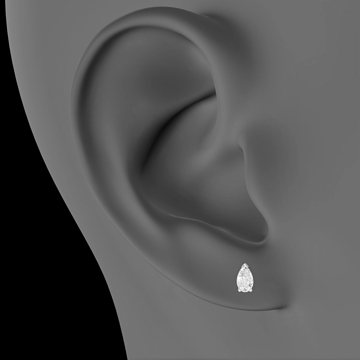 Nut | 18k White Gold 5.5 mm 6.5 mm Pear Diamond Piercing