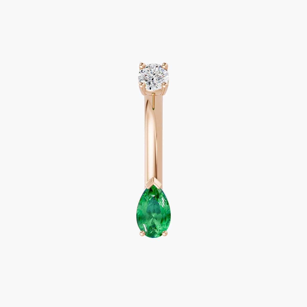 Nut | 18k Rose Gold 5.5 mm 8 mm Pear Emerald & Diamond Belly Piercing