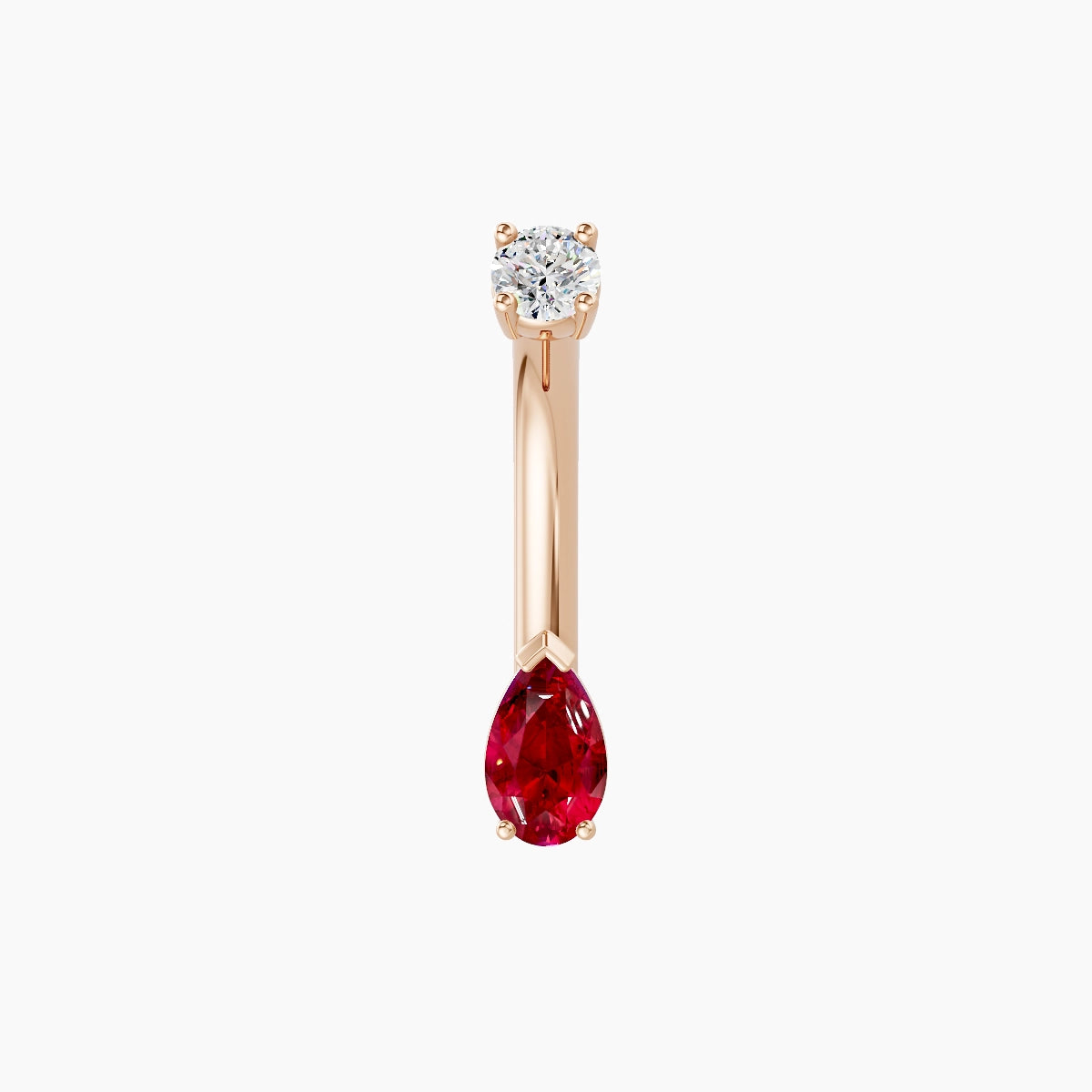Nut | 18k Rose Gold 5.5 mm 8 mm Pear Ruby & Diamond Belly Piercing