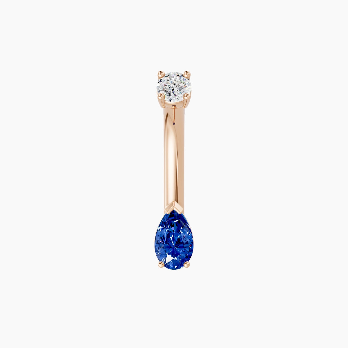 Nut | 18k Rose Gold 5.5 mm 8 mm Pear Sapphire & Diamond Belly Piercing