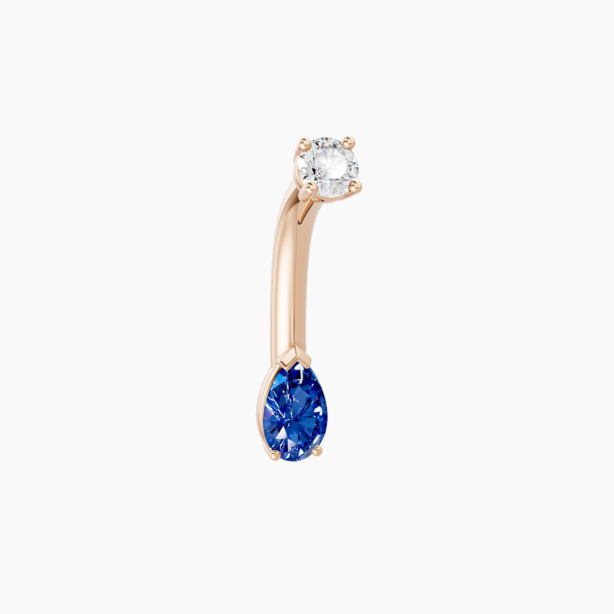Nut | 18k Rose Gold 5.5 mm 8 mm Pear Sapphire & Diamond Belly Piercing