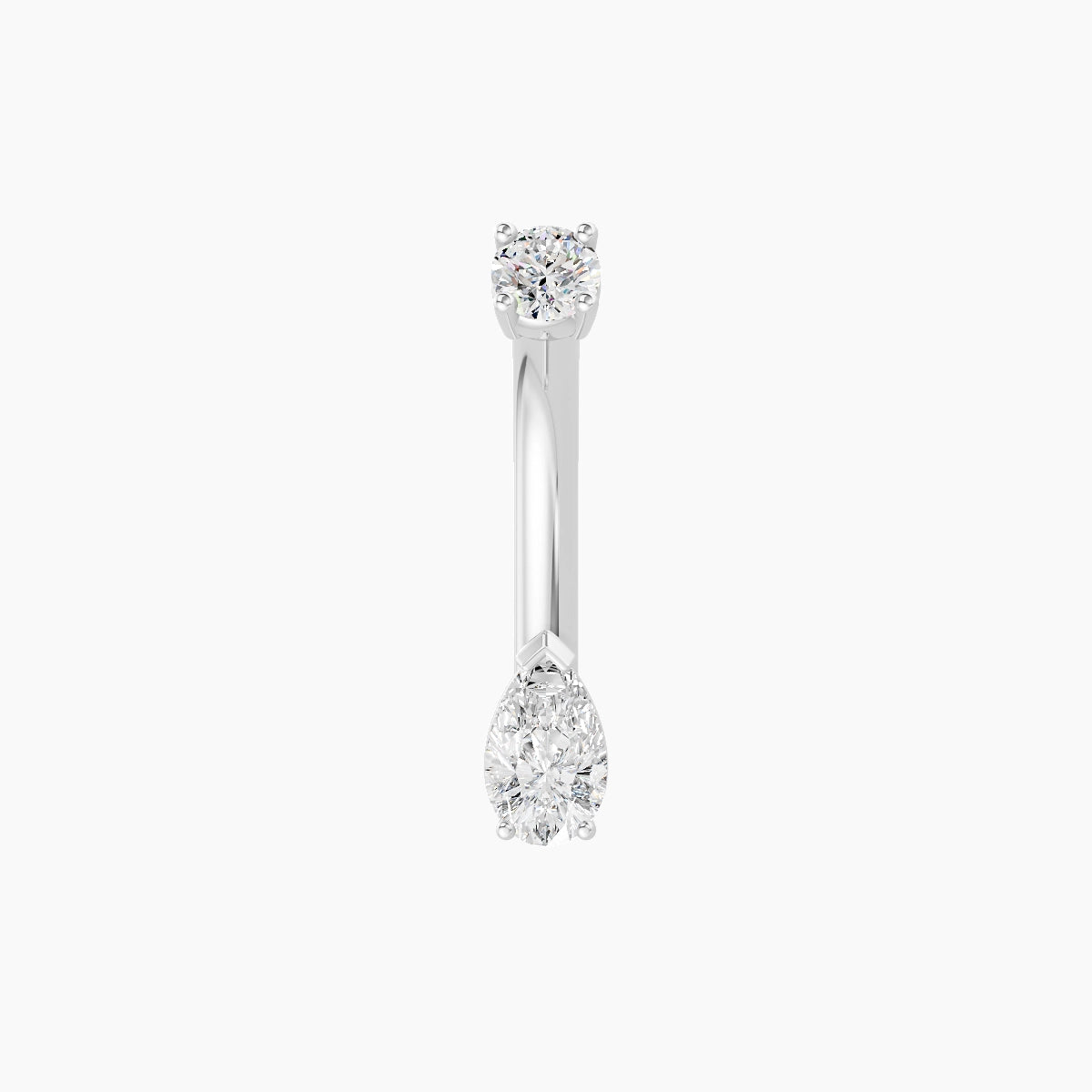 Nut | 18k White Gold 5.5 mm 8 mm Pear Diamond Belly Piercing