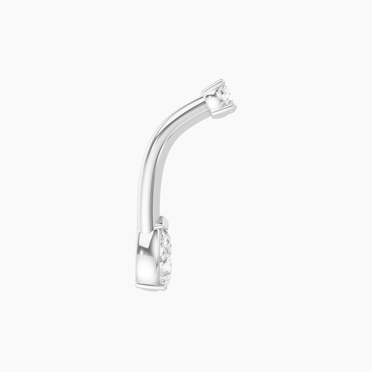 Nut | 18k White Gold 5.5 mm 8 mm Pear Diamond Belly Piercing