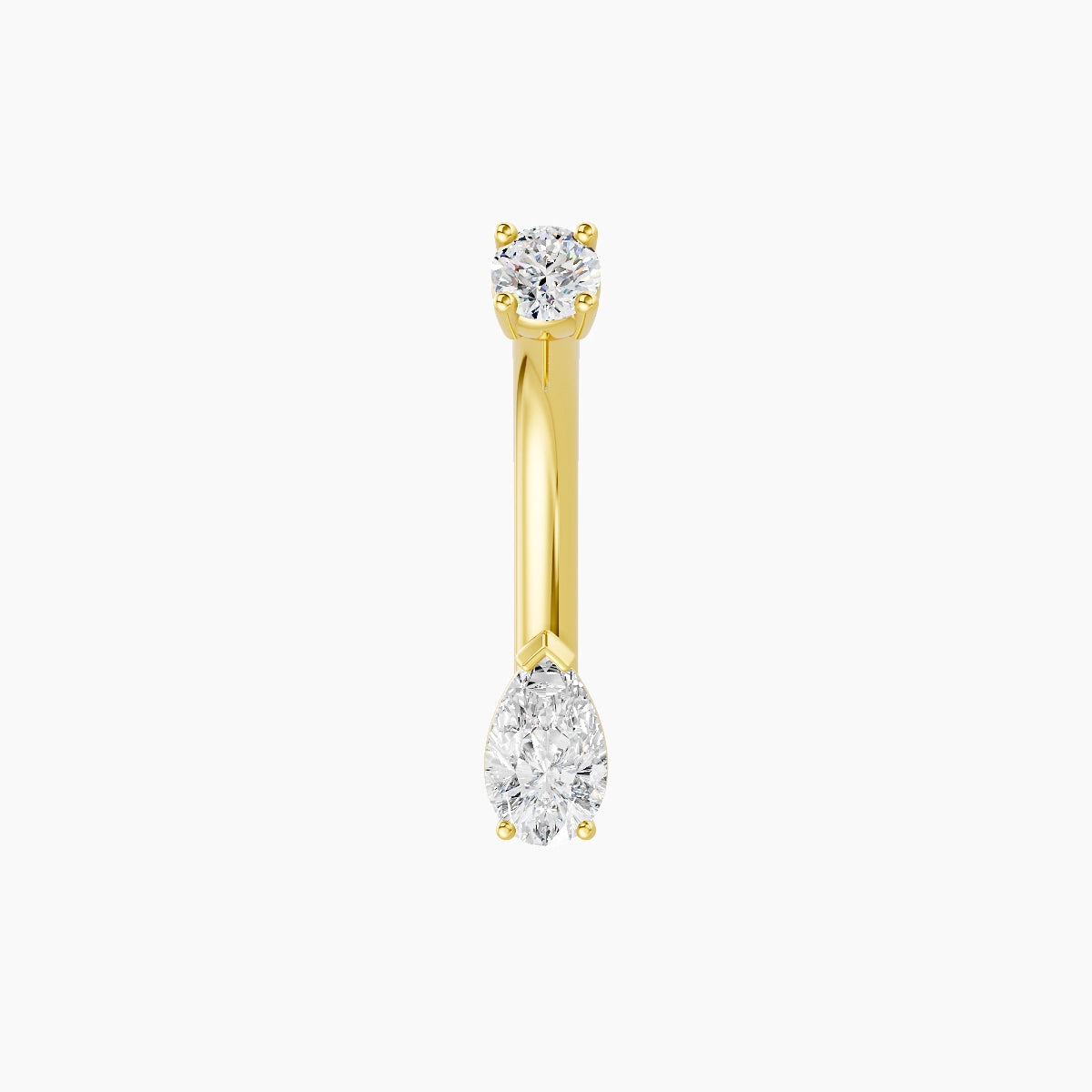 Nut | 18k Yellow Gold 5.5 mm 8 mm Pear Diamond Belly Piercing