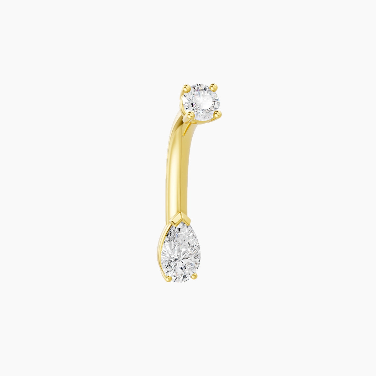 Nut | 18k Yellow Gold 5.5 mm 8 mm Pear Diamond Belly Piercing