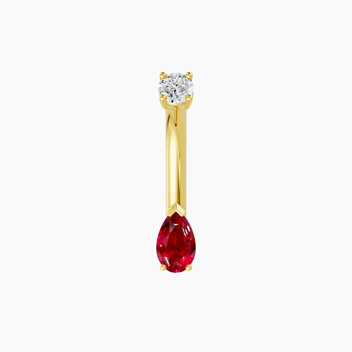 Nut | 18k Yellow Gold 5.5 mm 8 mm Pear Ruby & Diamond Belly Piercing