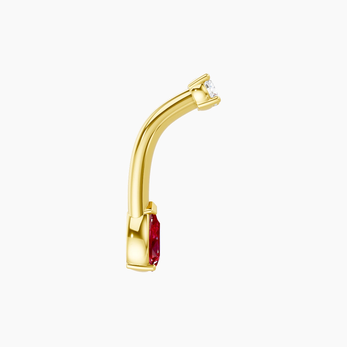 Nut | 18k Yellow Gold 5.5 mm 8 mm Pear Ruby & Diamond Belly Piercing