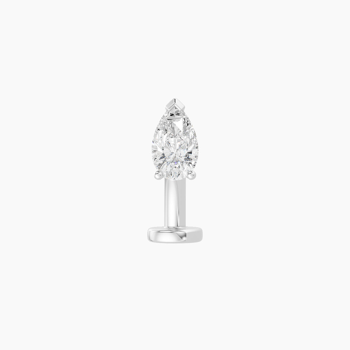Nut | 18k White Gold 5.5 mm 8 mm Pear Diamond Floating Navel Piercing