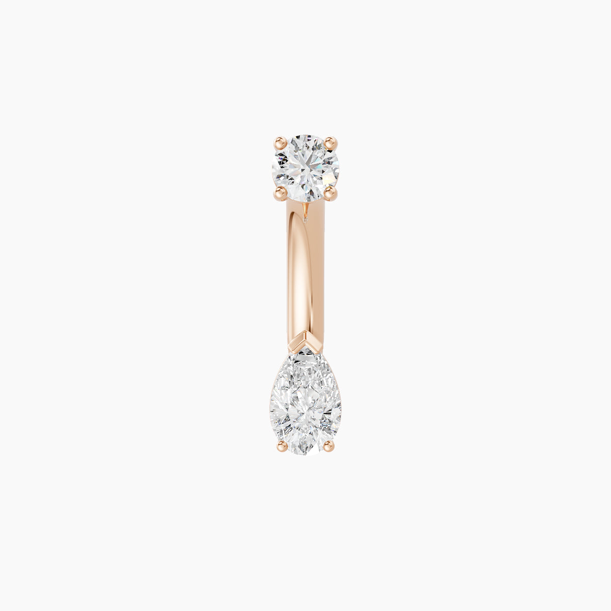 Nut | 18k Rose Gold 5.5 mm 8 mm Pear Diamond Navel Piercing