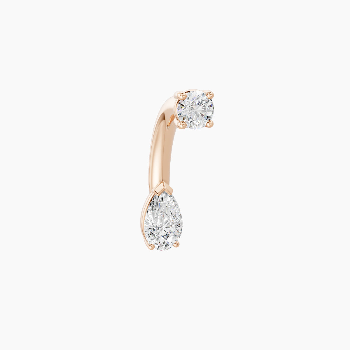 Nut | 18k Rose Gold 5.5 mm 8 mm Pear Diamond Navel Piercing