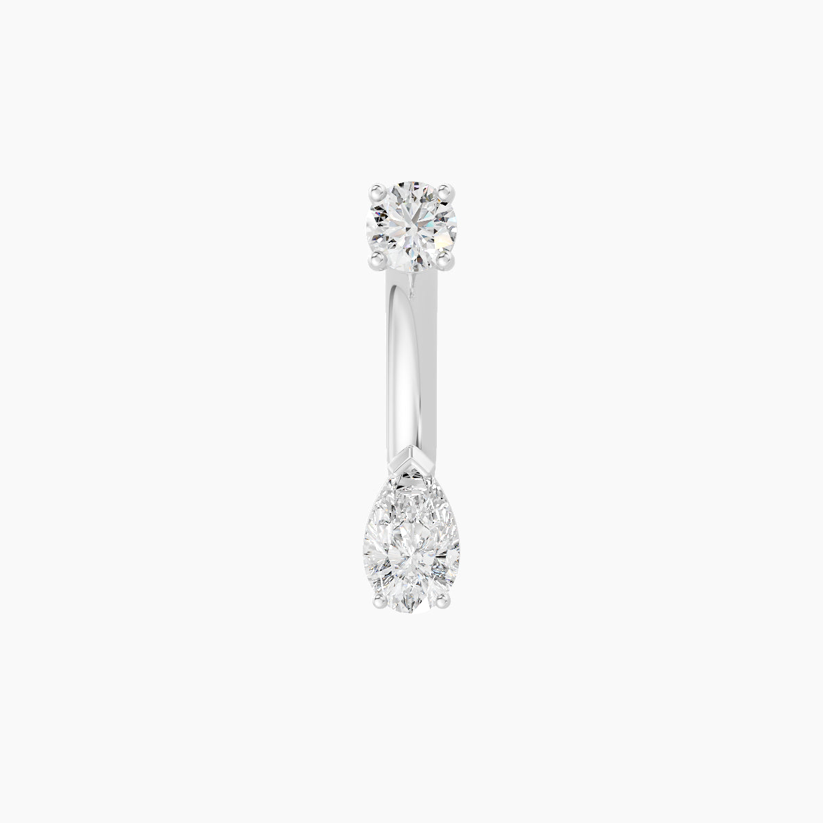 Nut | 18k White Gold 5.5 mm 8 mm Pear Diamond Navel Piercing