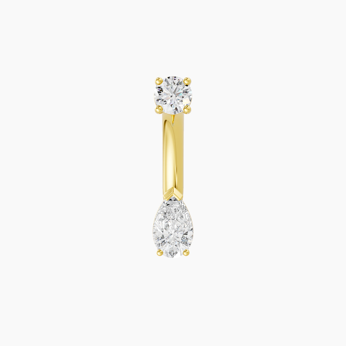 Nut | 18k Yellow Gold 5.5 mm 8 mm Pear Diamond Navel Piercing