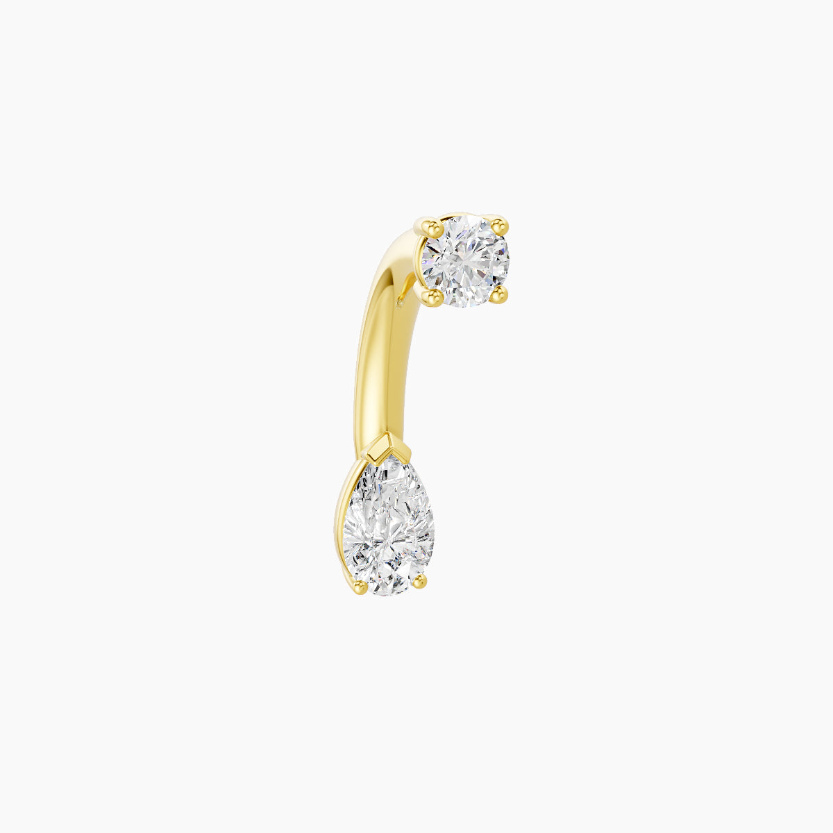 Nut | 18k Yellow Gold 5.5 mm 8 mm Pear Diamond Navel Piercing