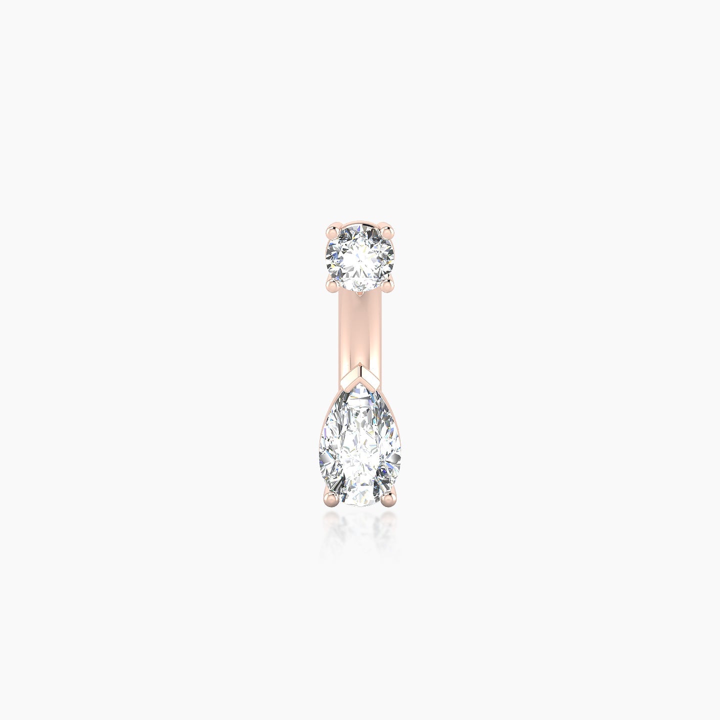 Nut | 18k Rose Gold 8 mm 5.5 mm Pear Diamond Navel Piercing