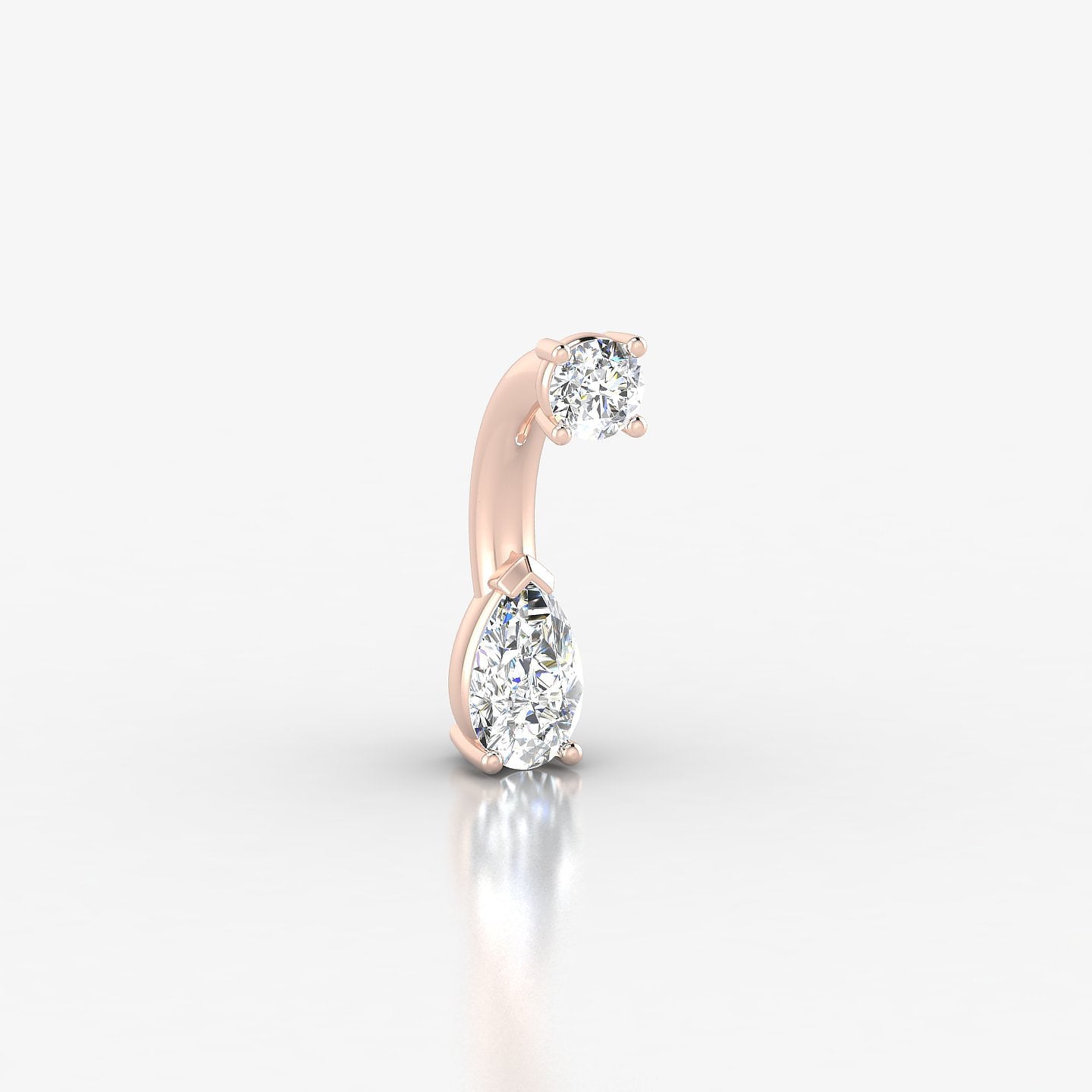 Nut | 18k Rose Gold 8 mm 5.5 mm Pear Diamond Navel Piercing
