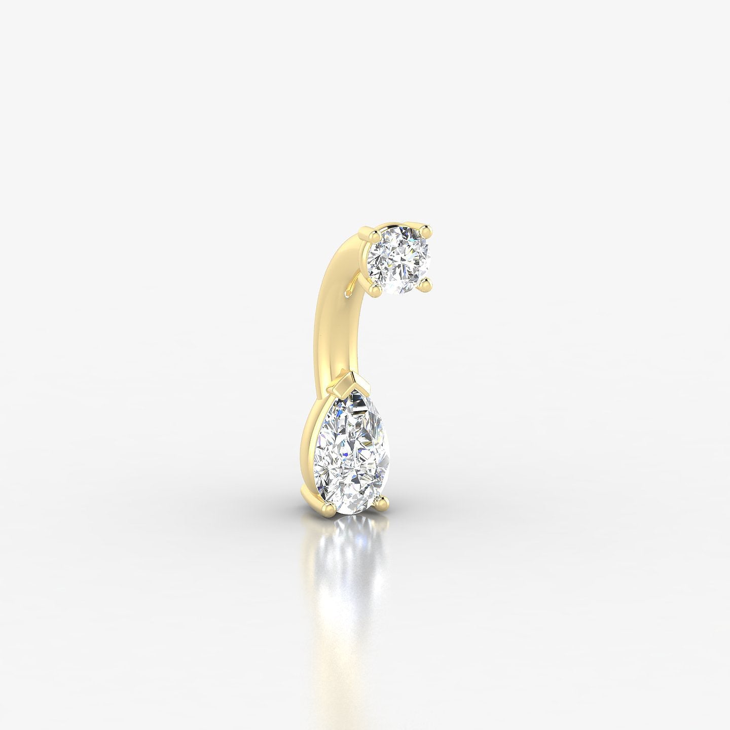 Nut | 18k Yellow Gold 8 mm 5.5 mm Pear Diamond Navel Piercing