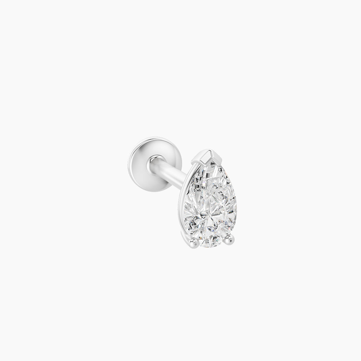 Nut | 18k White Gold 5.5 mm 8 mm Pear Diamond Piercing