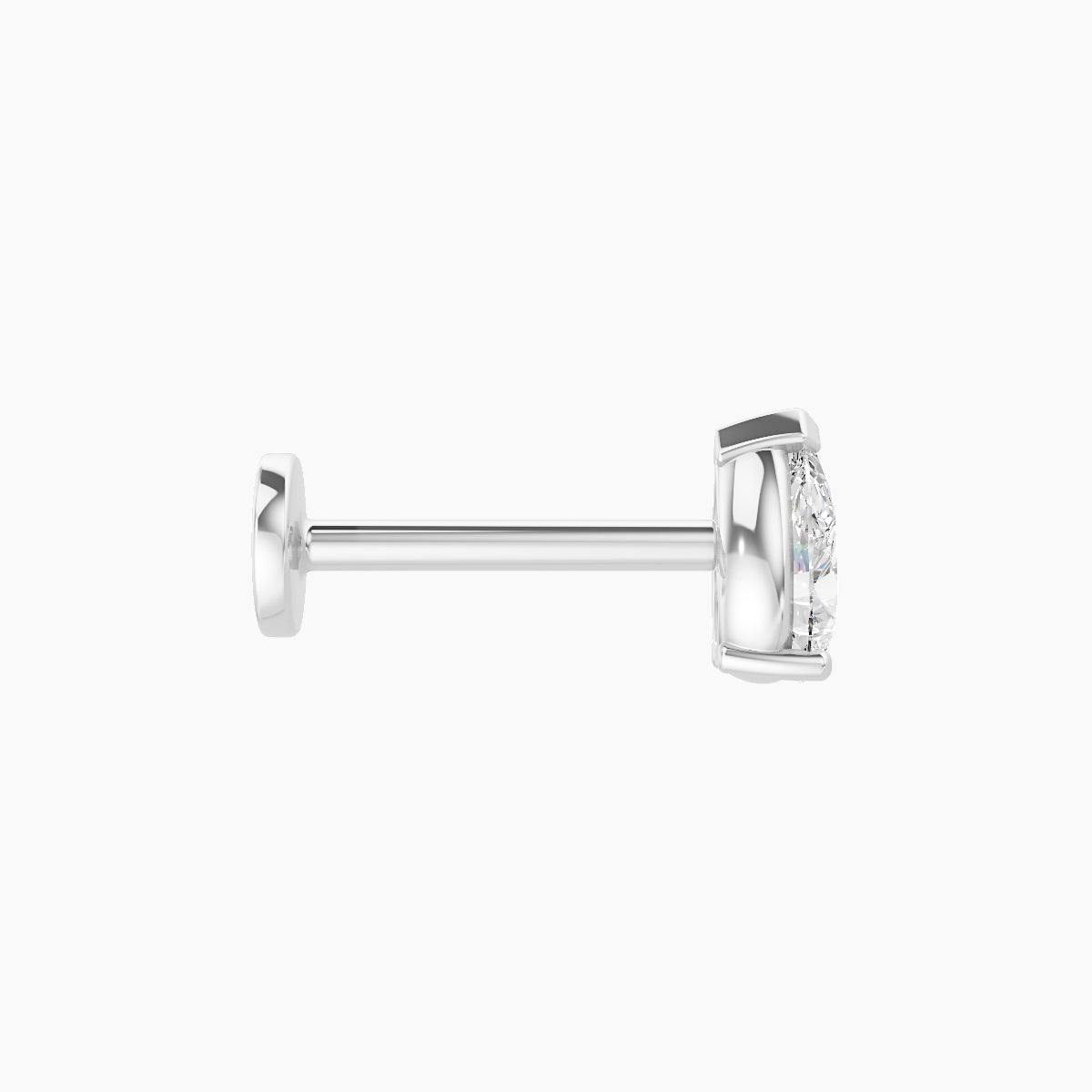 Nut | 18k White Gold 5.5 mm 8 mm Pear Diamond Piercing