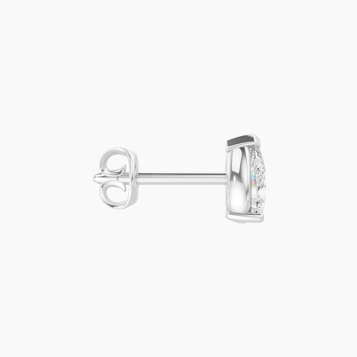 Nut | 18k White Gold 5.5 mm Pear Diamond Earring