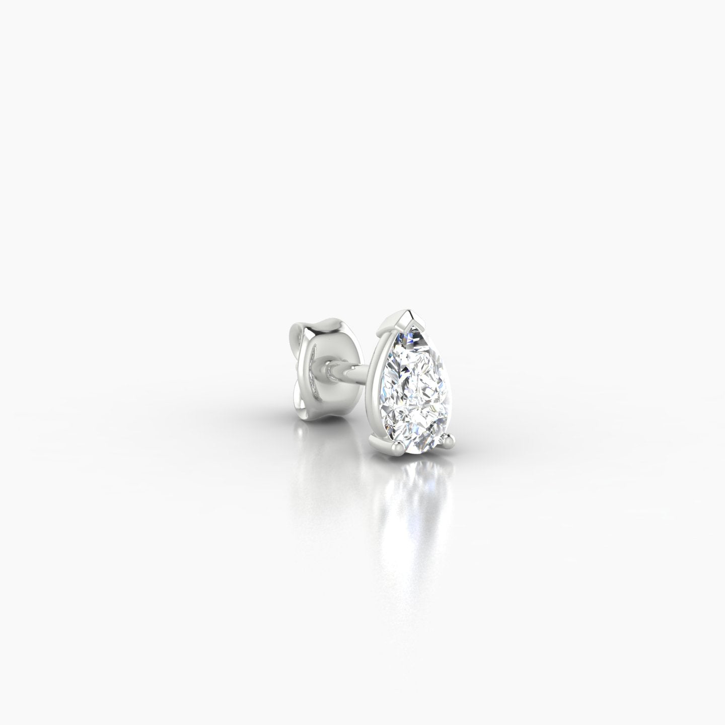 Nut | 18k White Gold 5.5 mm Pear Diamond Earring