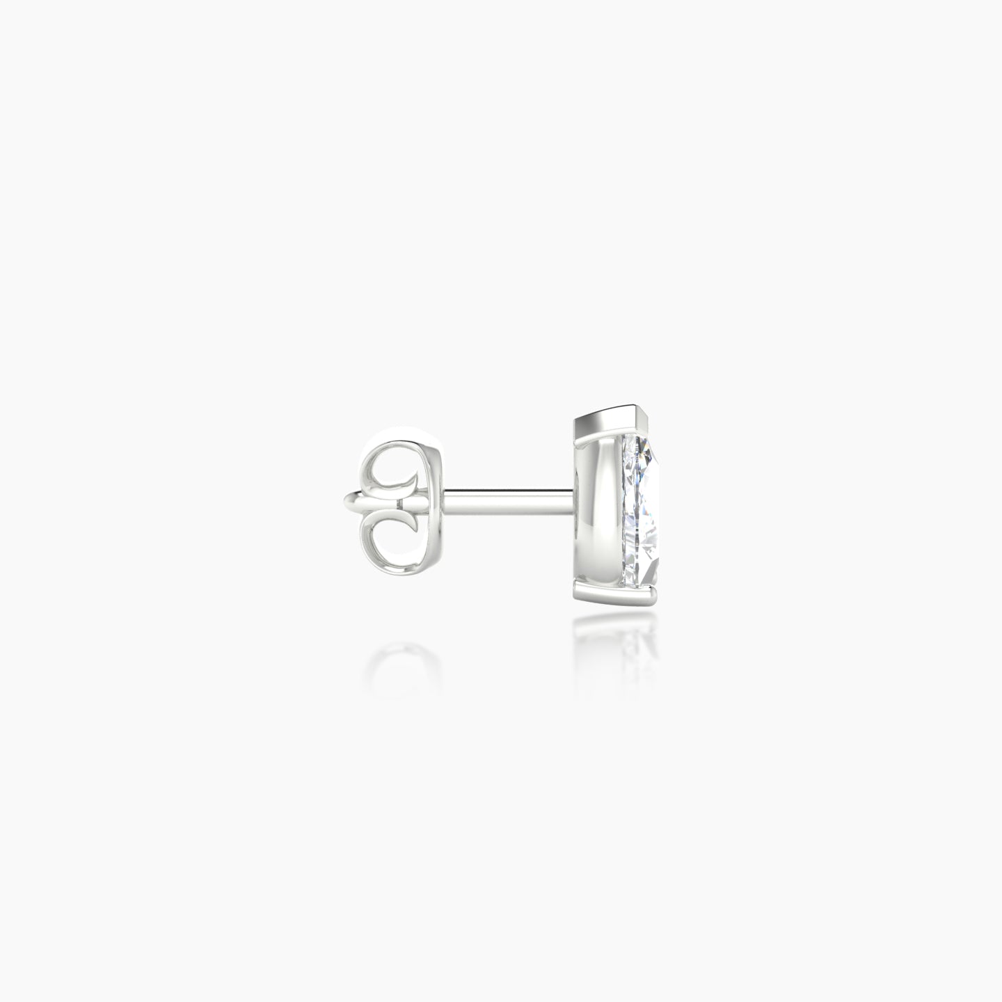 Nut | 18k White Gold 5.5 mm Pear Diamond Earring