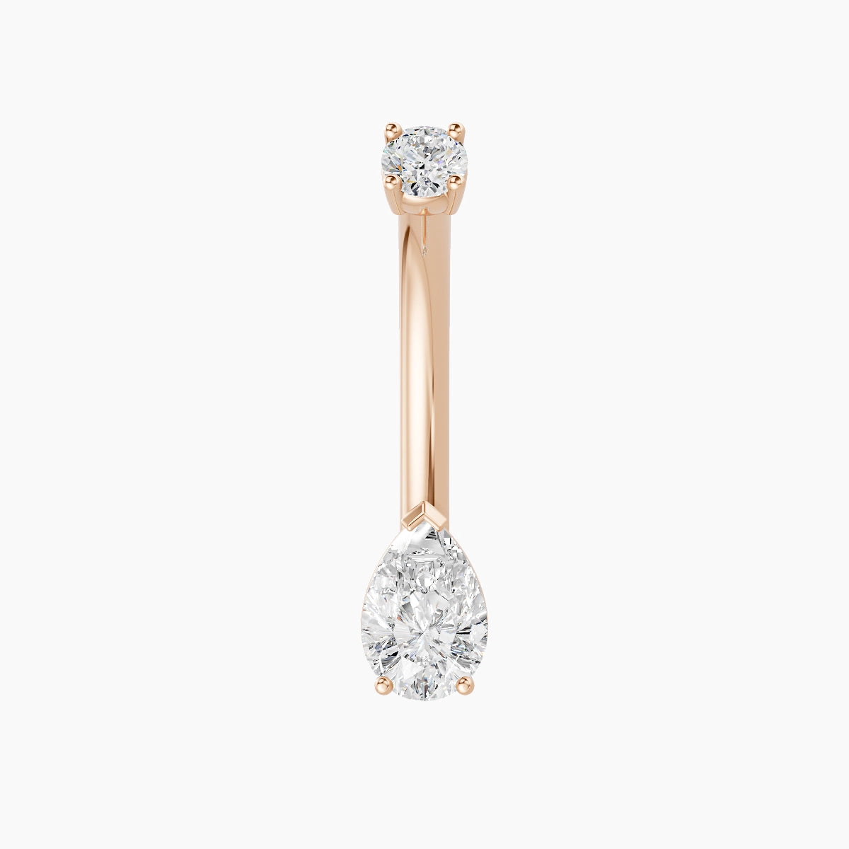 Nut | 18k Rose Gold 6.5 mm 10 mm Pear Diamond Belly Piercing