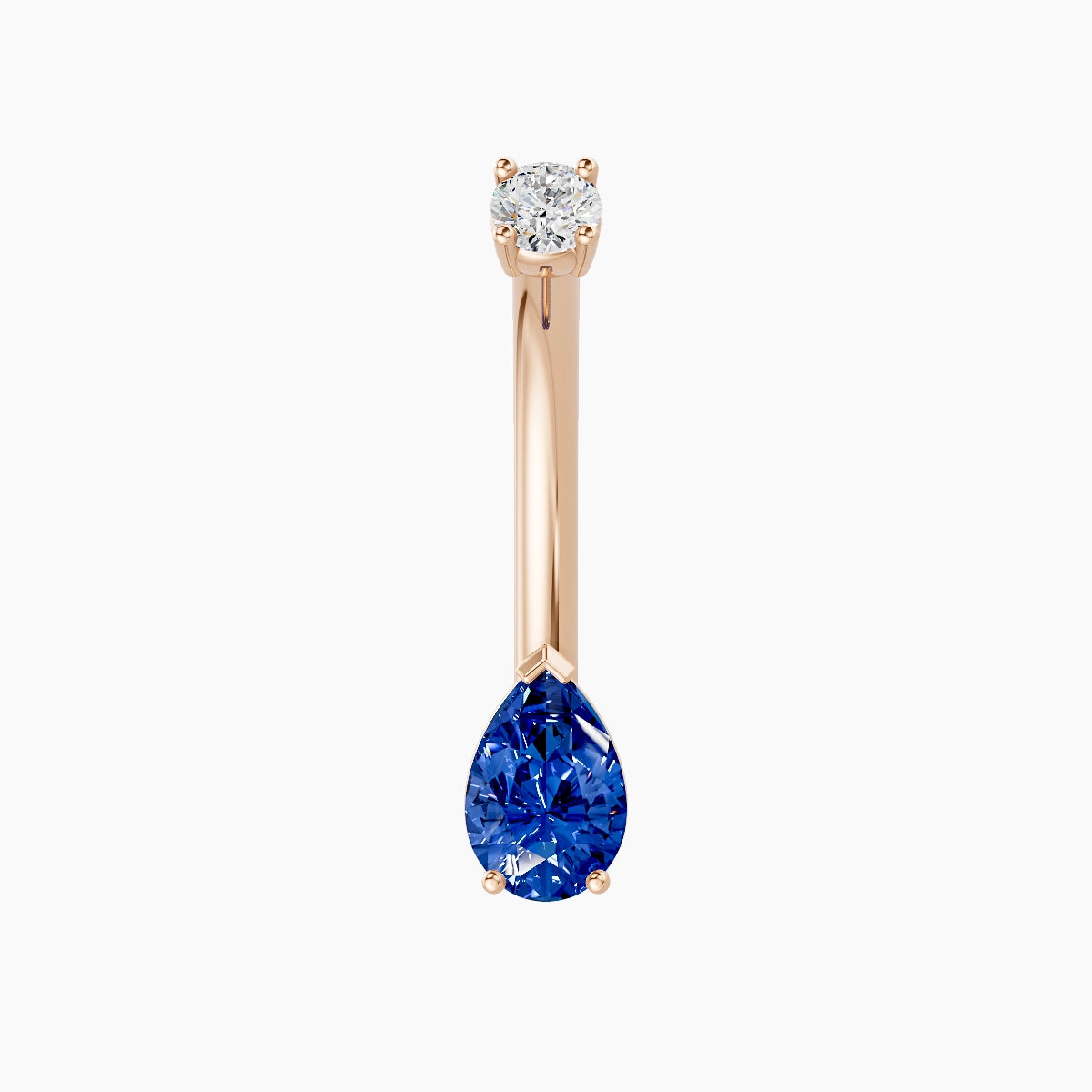 Nut | 18k Rose Gold 6.5 mm 10 mm Pear Sapphire & Diamond Belly Piercing