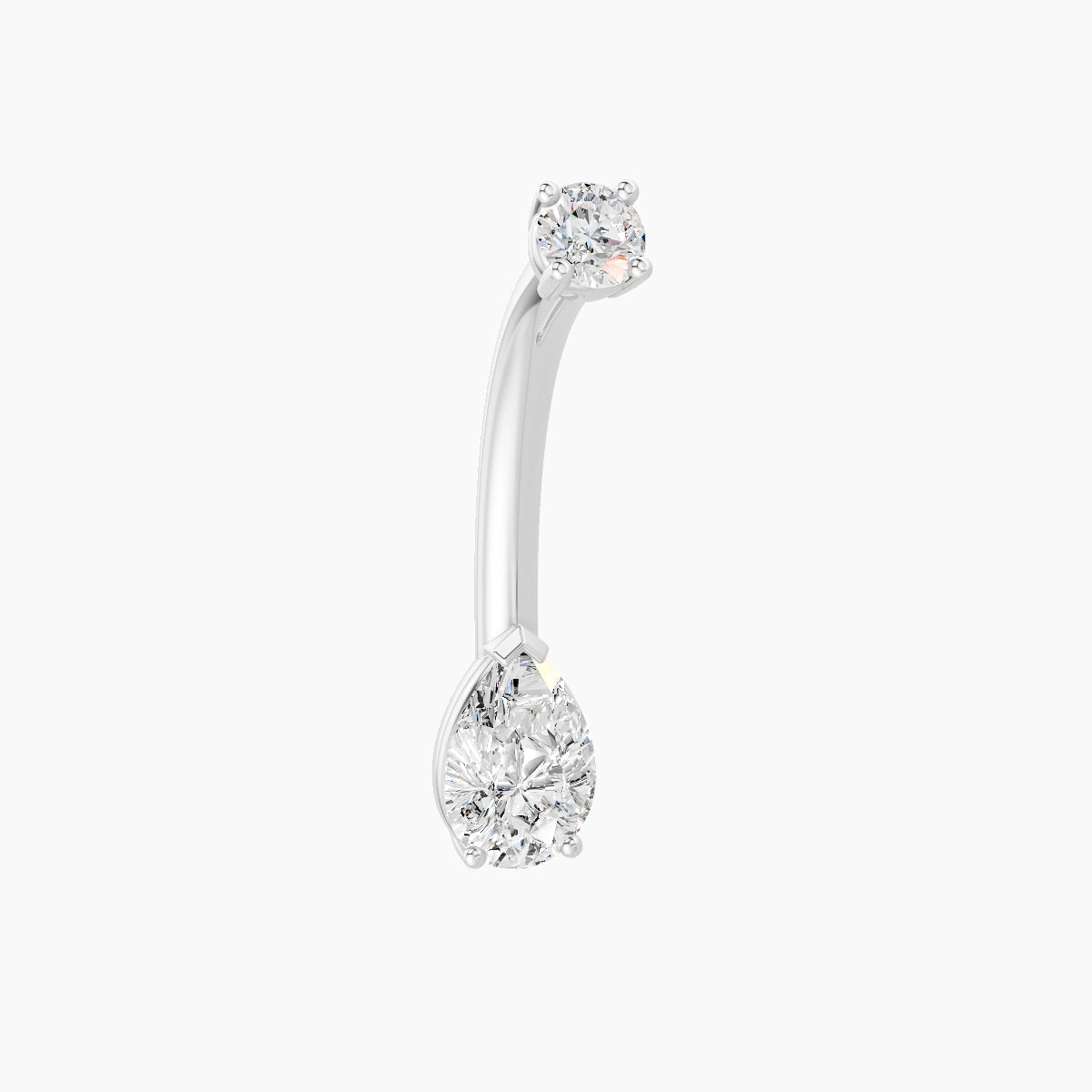 Nut | 18k White Gold 6.5 mm 10 mm Pear Diamond Belly Piercing