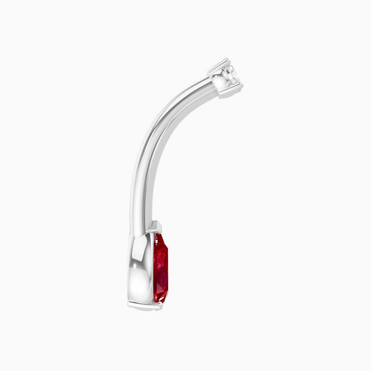 Nut | 18k White Gold 6.5 mm 10 mm Pear Ruby & Diamond Belly Piercing