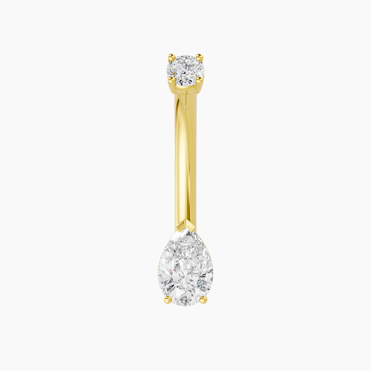 Nut | 18k Yellow Gold 6.5 mm 10 mm Pear Diamond Belly Piercing