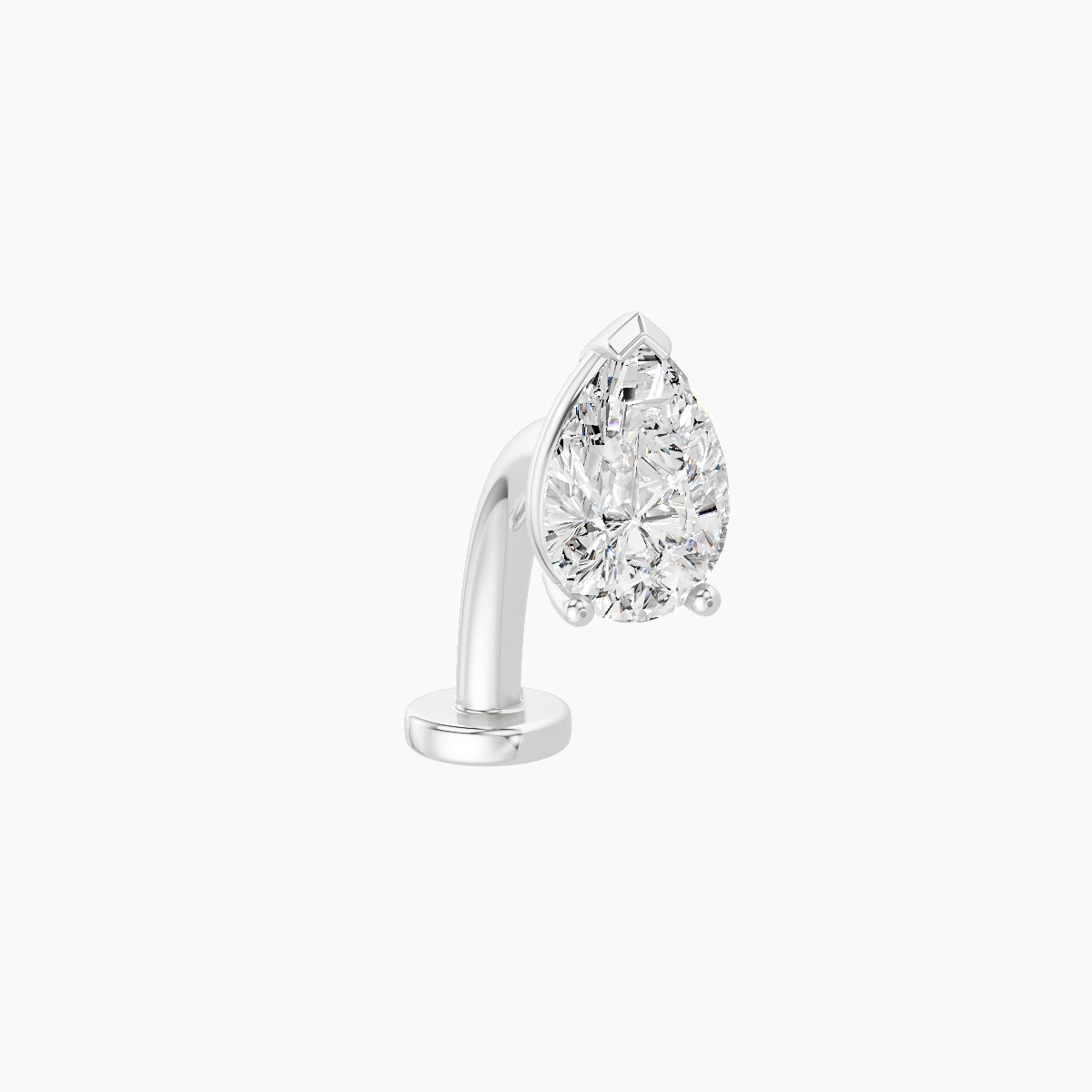 Nut | 18k White Gold 6.5 mm 10 mm Pear Diamond Floating Navel Piercing