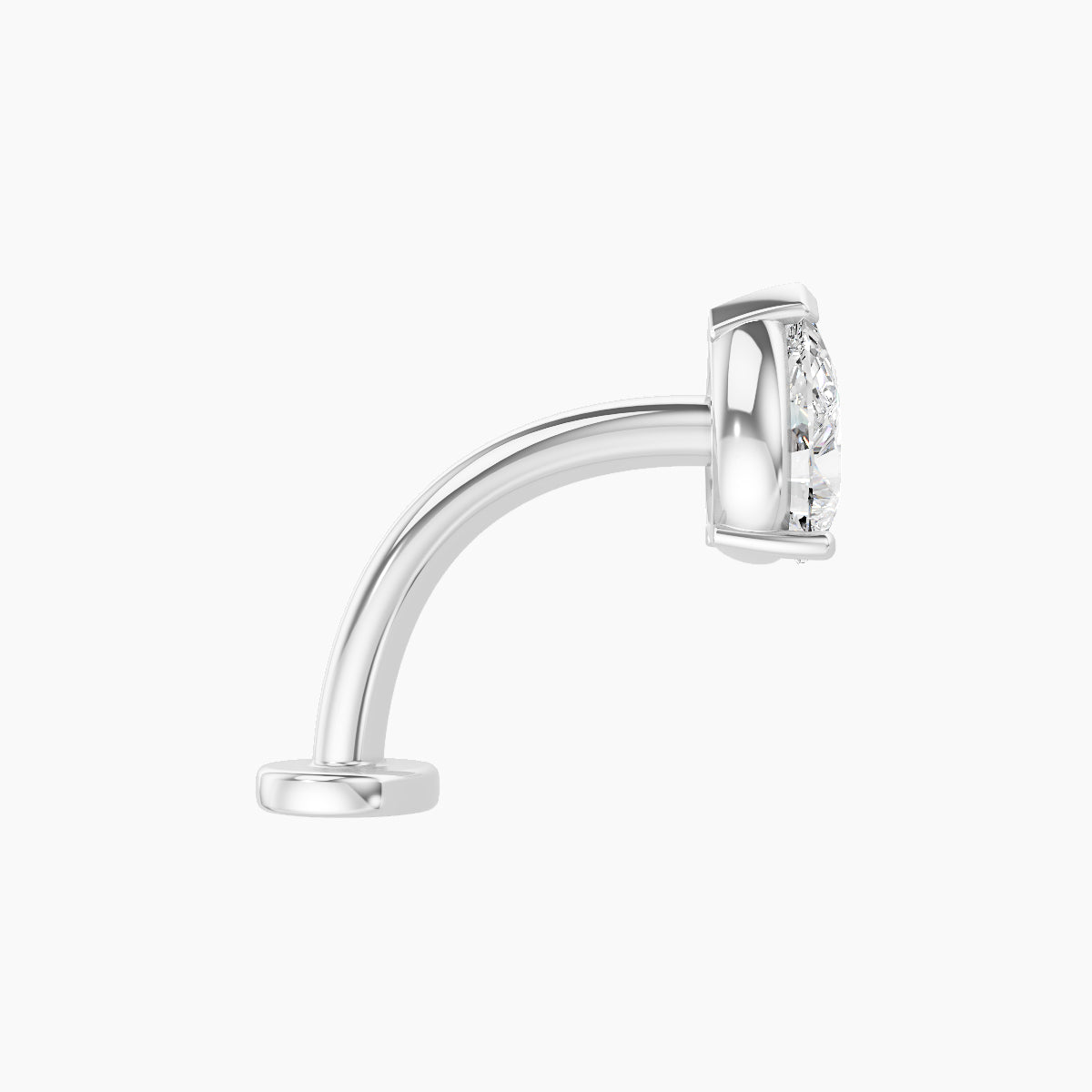 Nut | 18k White Gold 6.5 mm 10 mm Pear Diamond Floating Navel Piercing