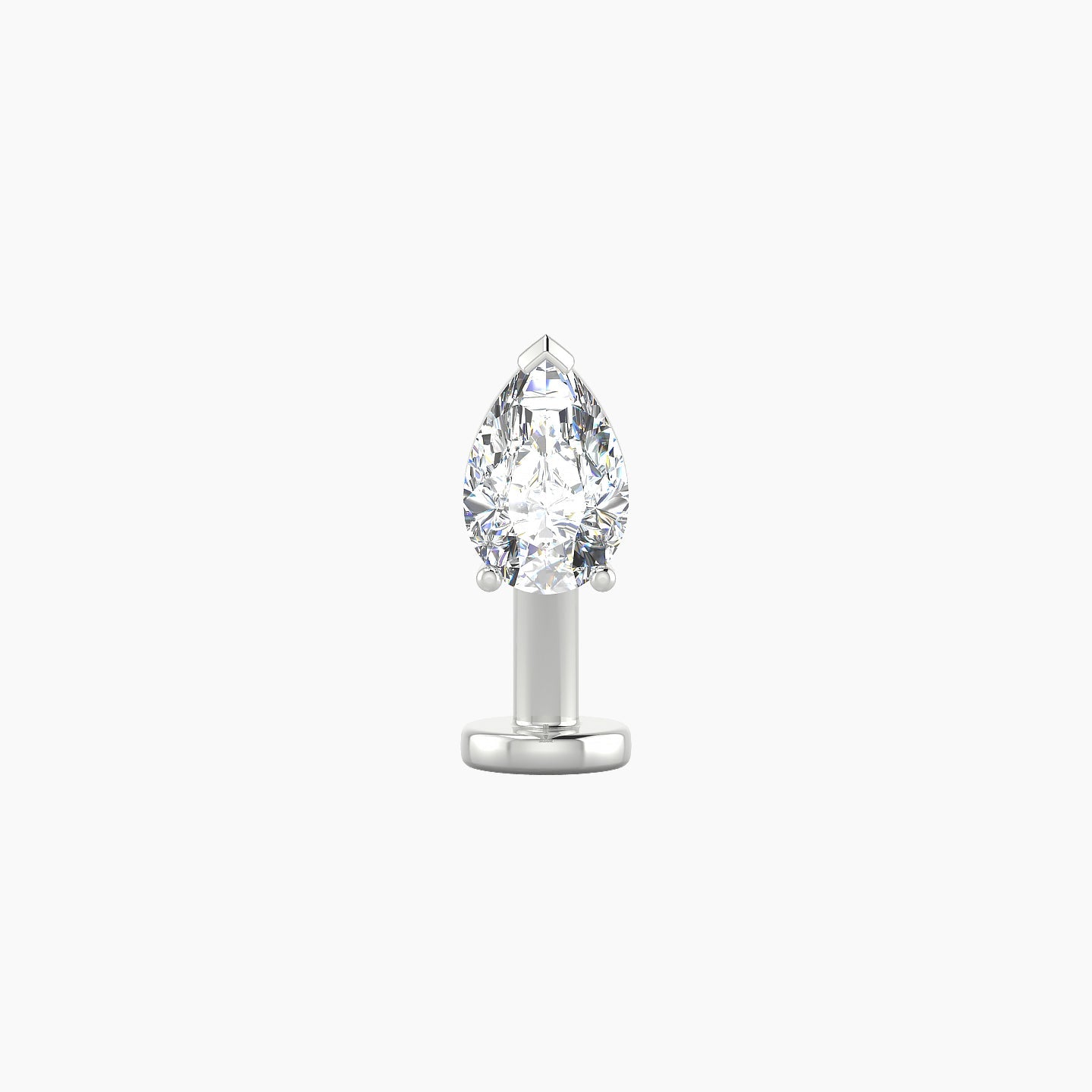 Nut | 18k White Gold 6.5 mm 10 mm Pear Diamond Floating Navel Piercing