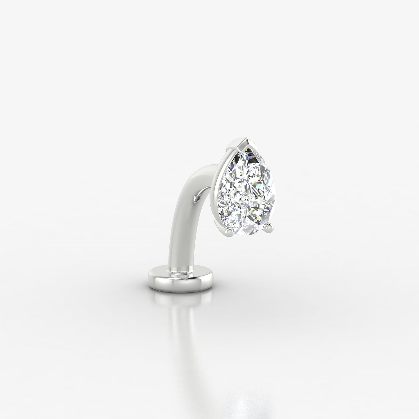 Nut | 18k White Gold 6.5 mm 10 mm Pear Diamond Floating Navel Piercing