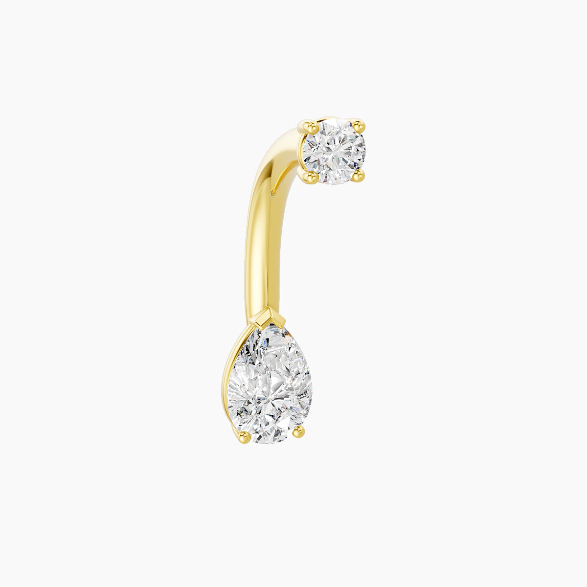 Nut | 18k Yellow Gold 6.5 mm 10 mm Pear Diamond Navel Piercing