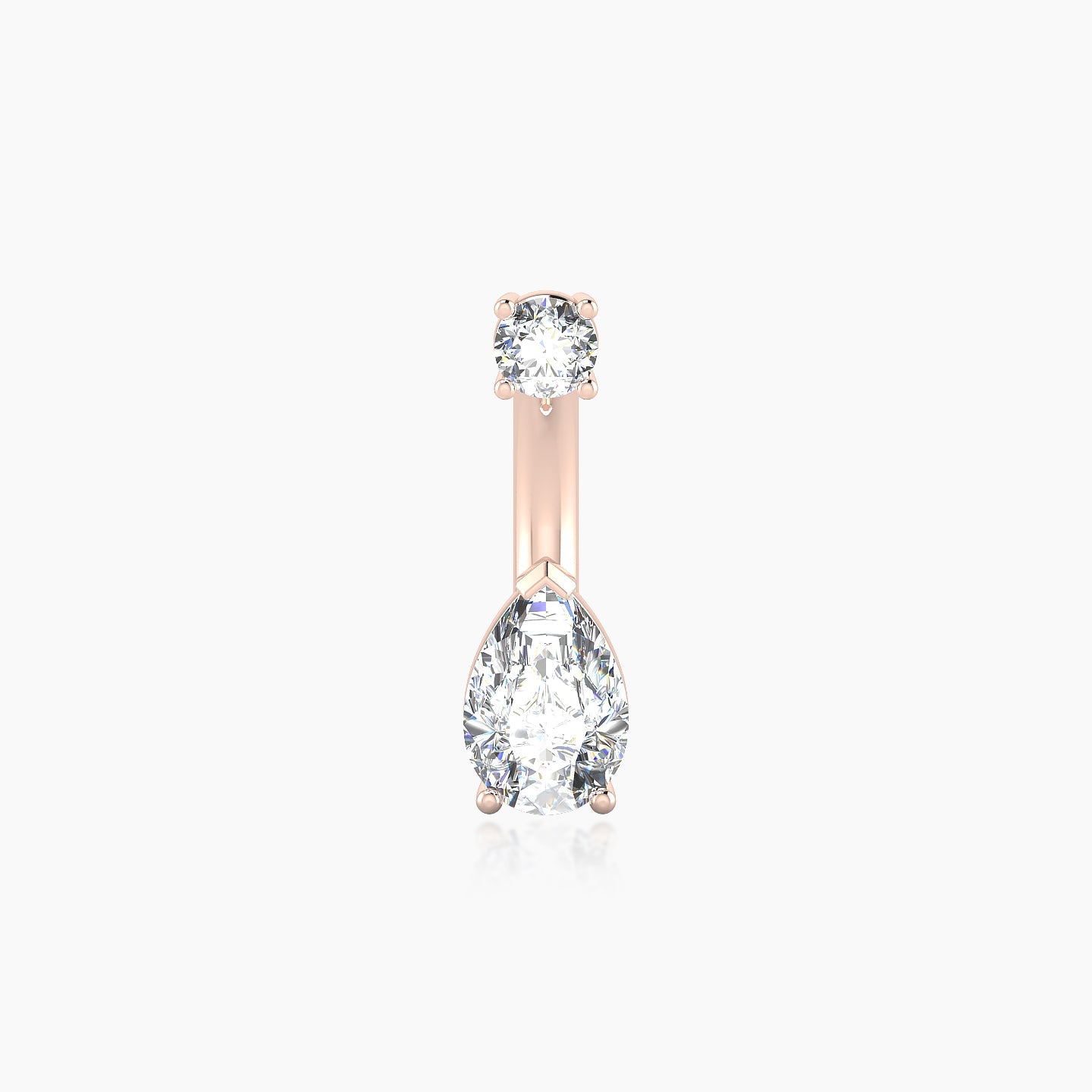 Nut | 18k Rose Gold 10 mm 6 mm Pear Diamond Navel Piercing
