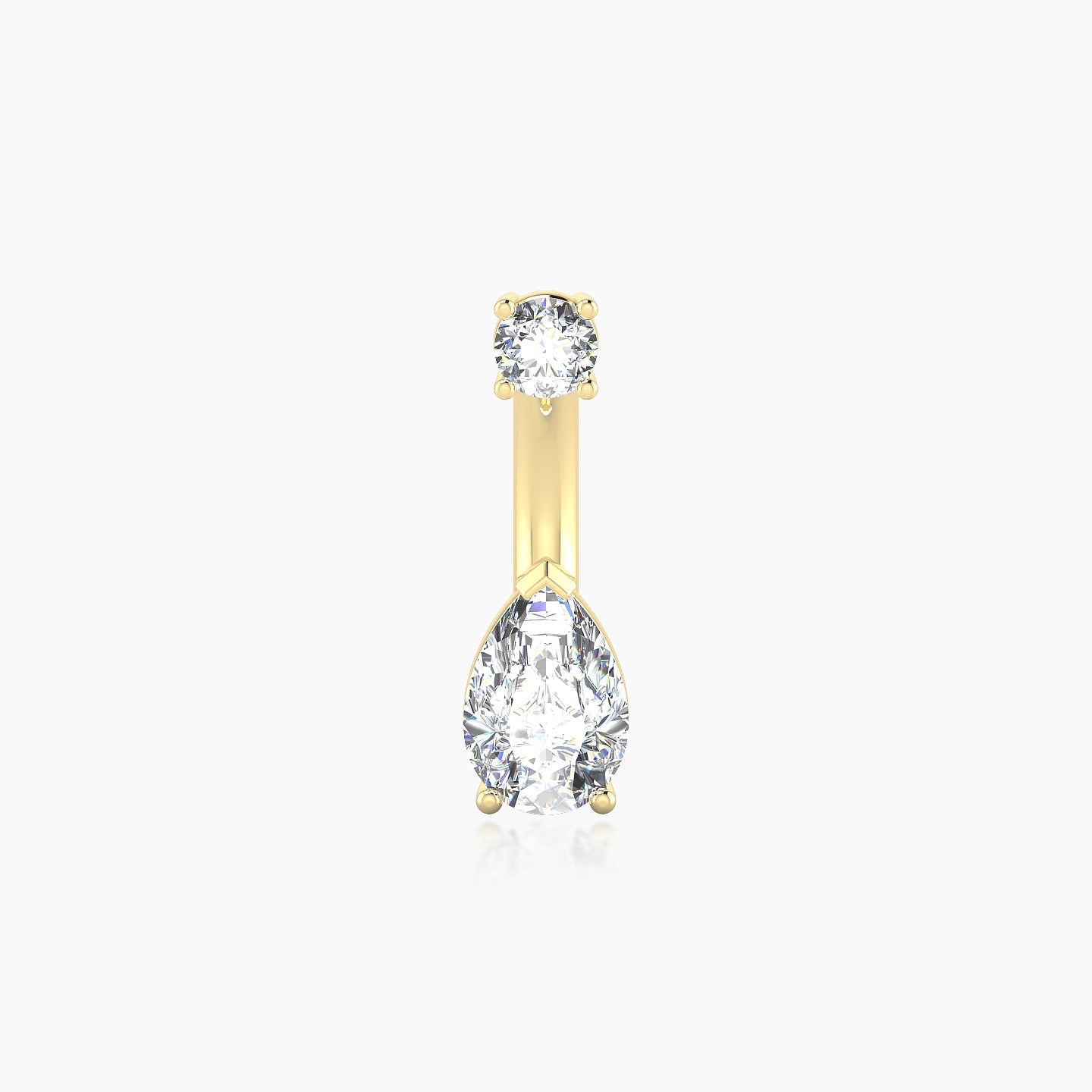 Nut | 18k Yellow Gold 10 mm 6 mm Pear Diamond Navel Piercing