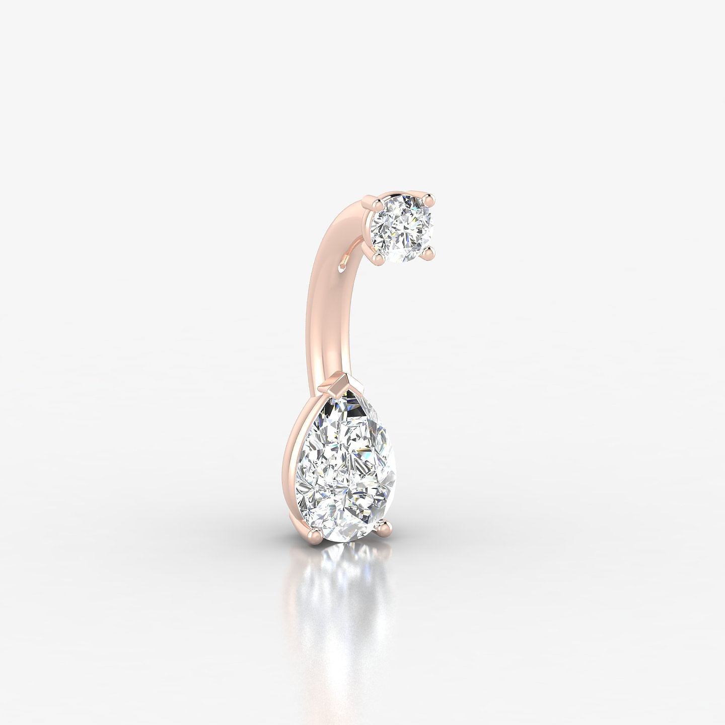 Nut | 18k Rose Gold 10 mm 6 mm Pear Diamond Navel Piercing