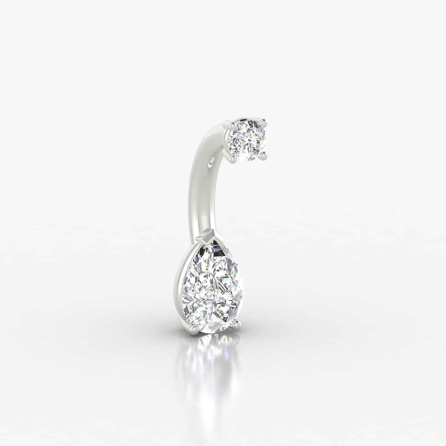 Nut | 18k White Gold 10 mm 6 mm Pear Diamond Navel Piercing