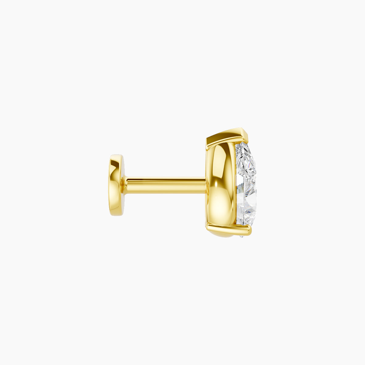 Nut | 18k Yellow Gold 6.5 mm 5 mm Pear Diamond Piercing