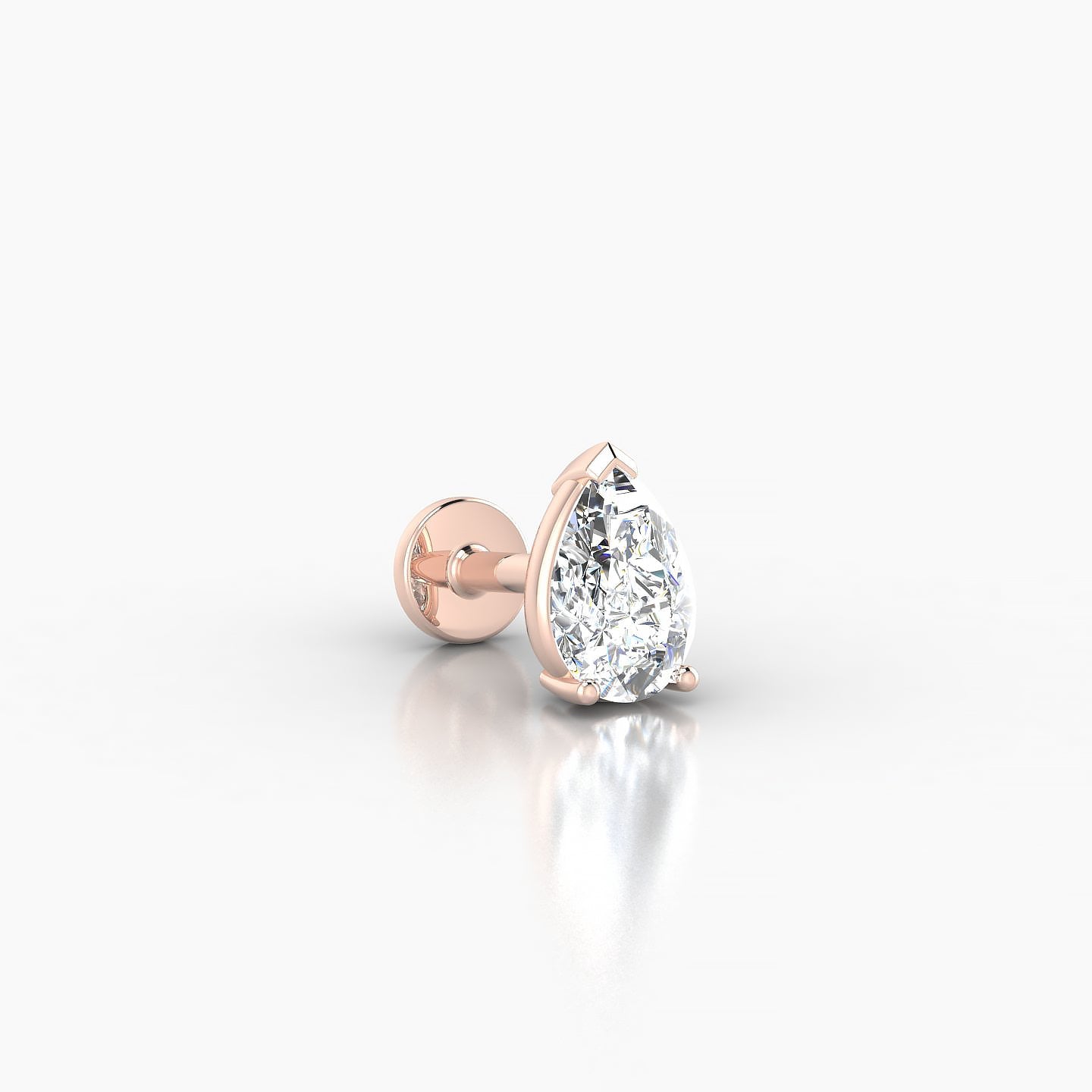 Nut | 18k Rose Gold 6.5 mm 5 mm Pear Diamond Piercing