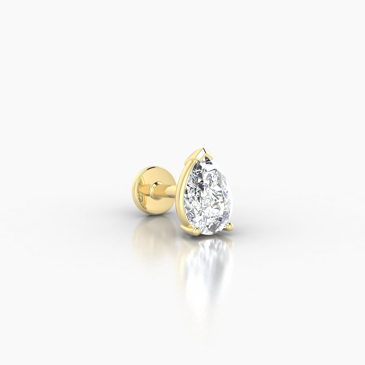 Nut | 18k Yellow Gold 6.5 mm 5 mm Pear Diamond Piercing