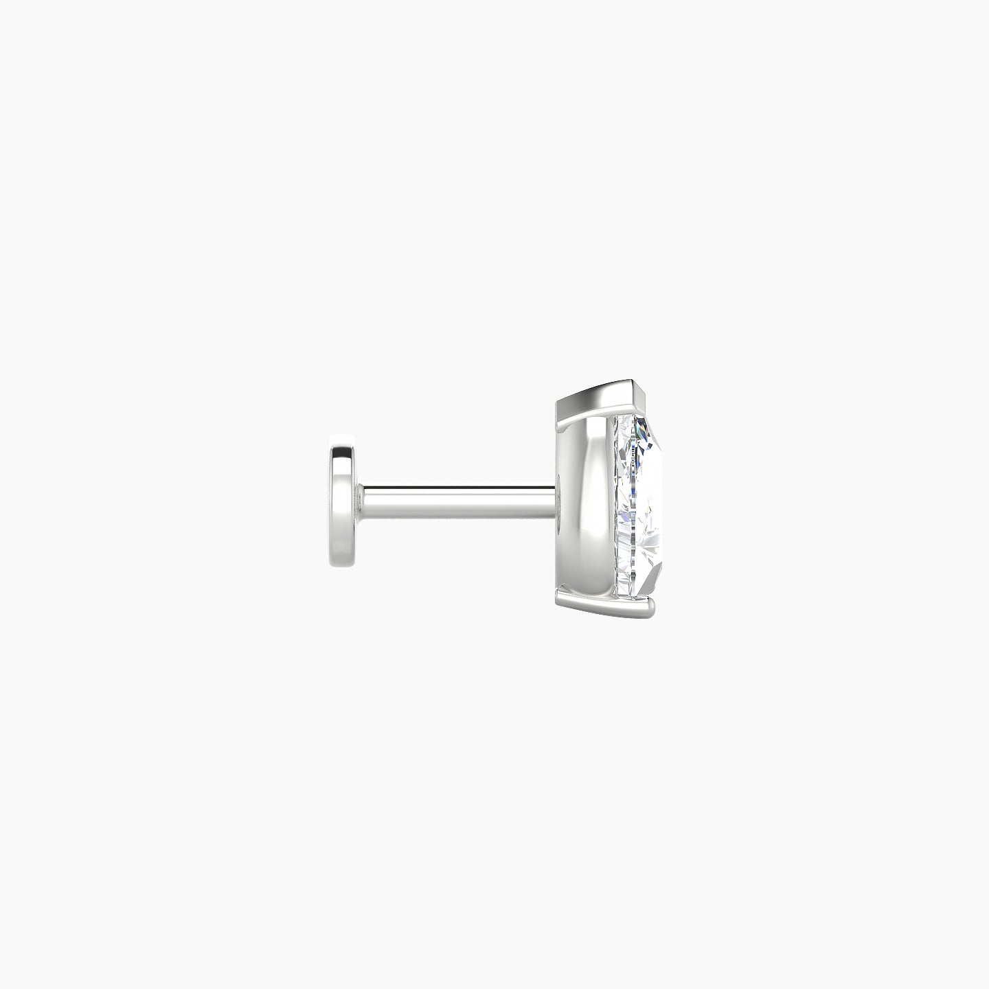Nut | 18k White Gold 6.5 mm 5 mm Pear Diamond Piercing