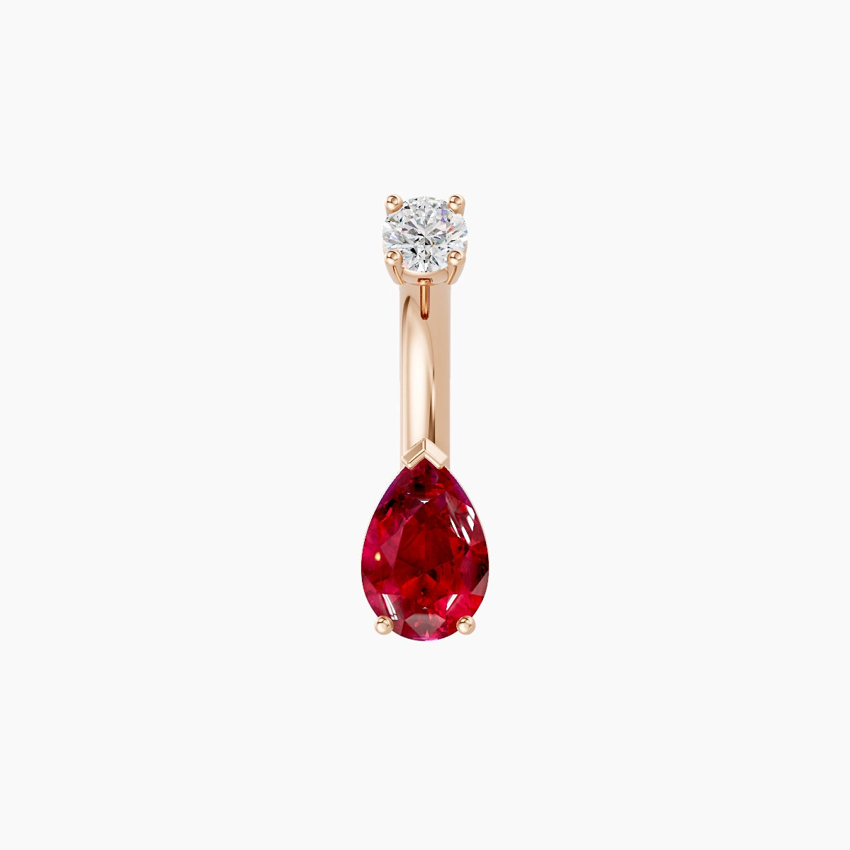 Nut | 18k Rose Gold 6.5 mm 6 mm Pear Ruby & Diamond Belly Piercing